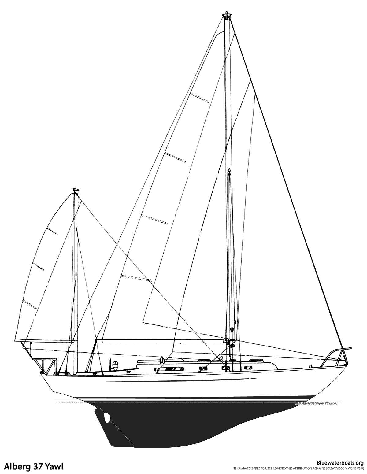Alberg 37 gallery image with filename: alberg37-yawl-sailplan.gif