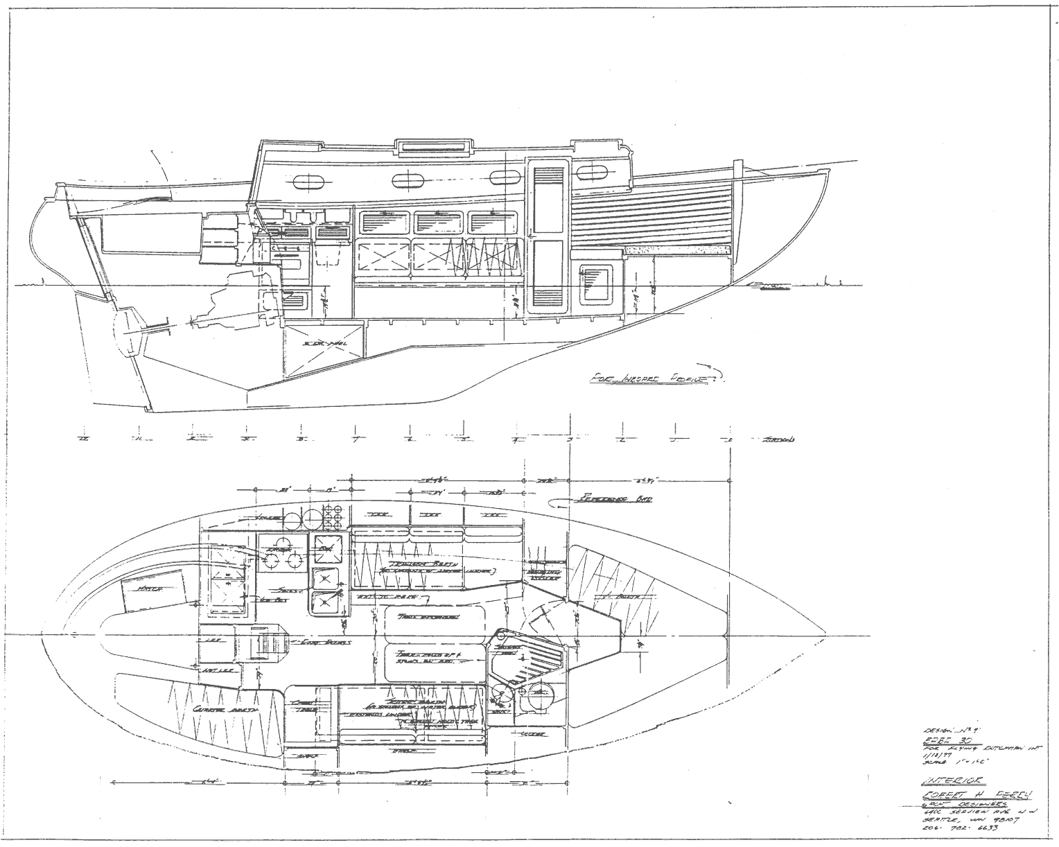 Interior layout of the Baba 30 sailboat