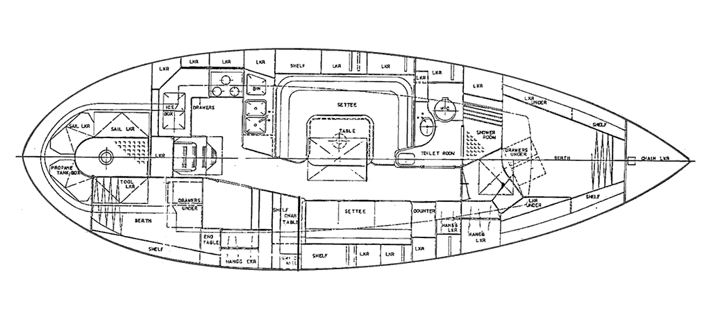 Interior layout of the Baba 40 sailboat