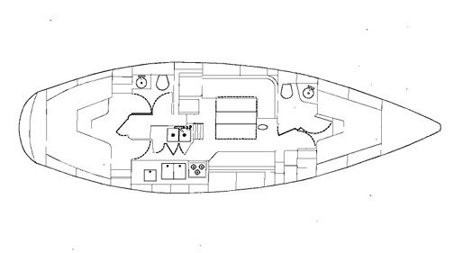 Interior layout of the Bristol 41.1 sailboat