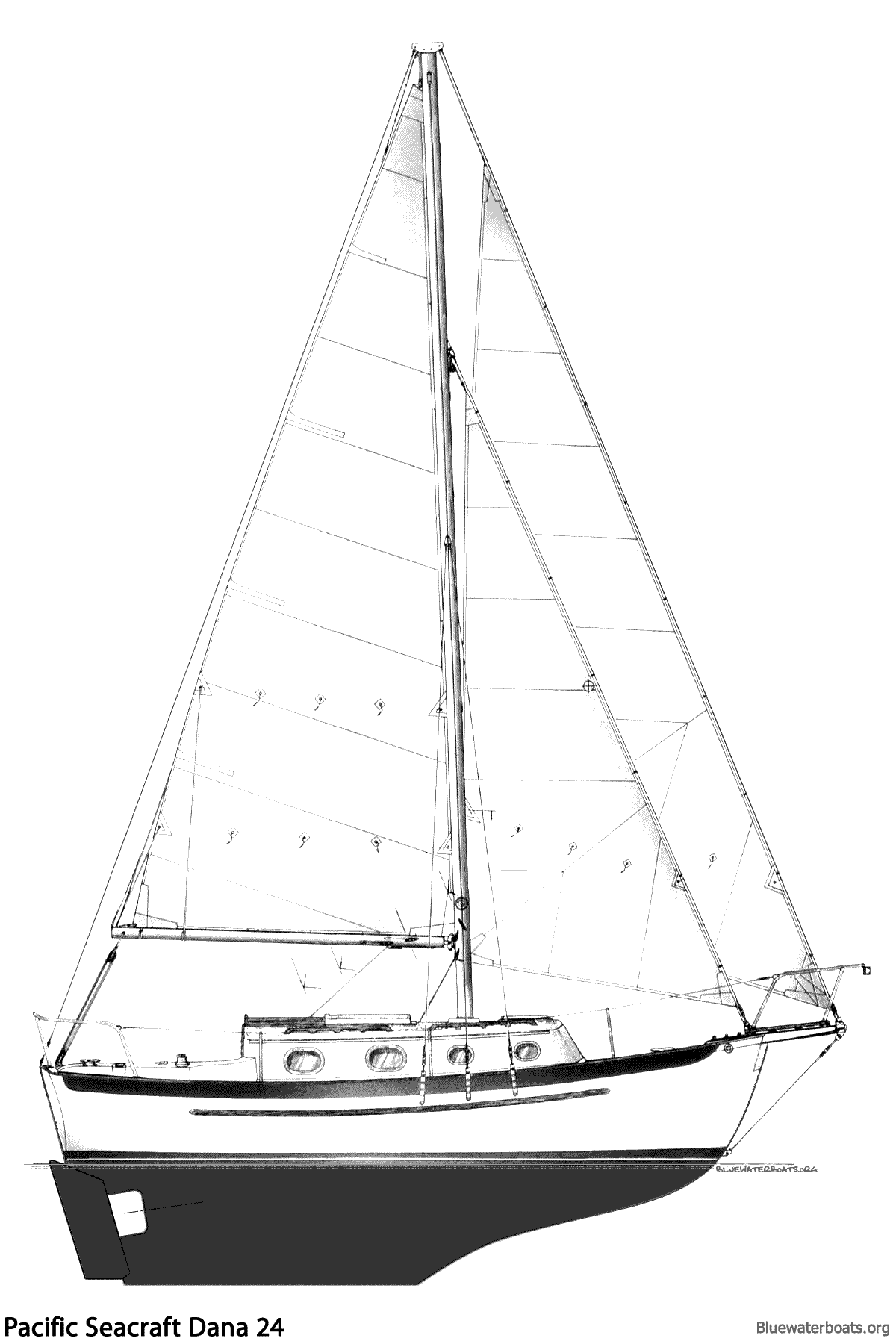 Line drawing of the Dana 24 sailboat