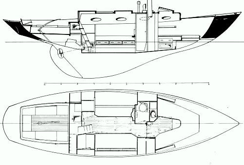 Interior layout of the Francis Kinney Pipedream 37 sailboat