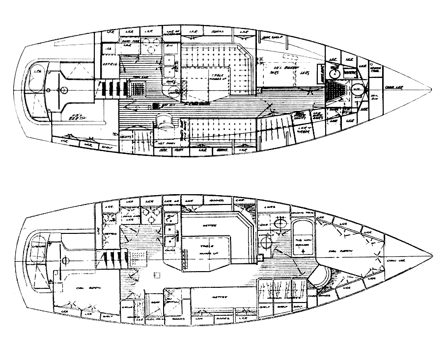 Interior layout of the Passport 40 sailboat
