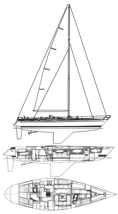 Swan 51 sail & accommodation plan (via sailboatdata)